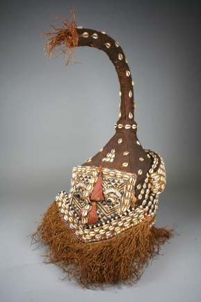 mask made from shells and woven reeds