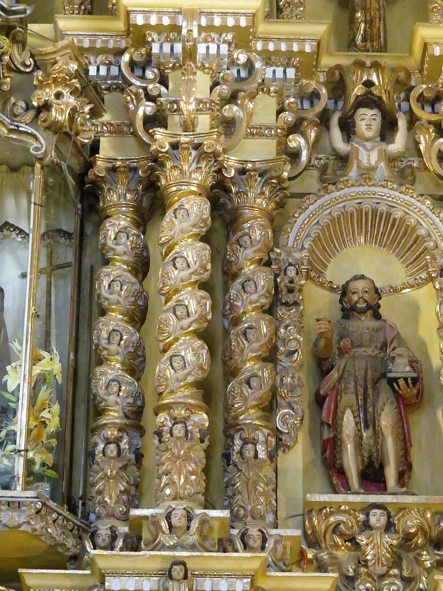 ornate carved close up of the interior of a church