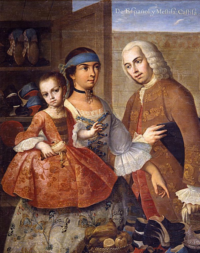 A man, woman, and a child shopping