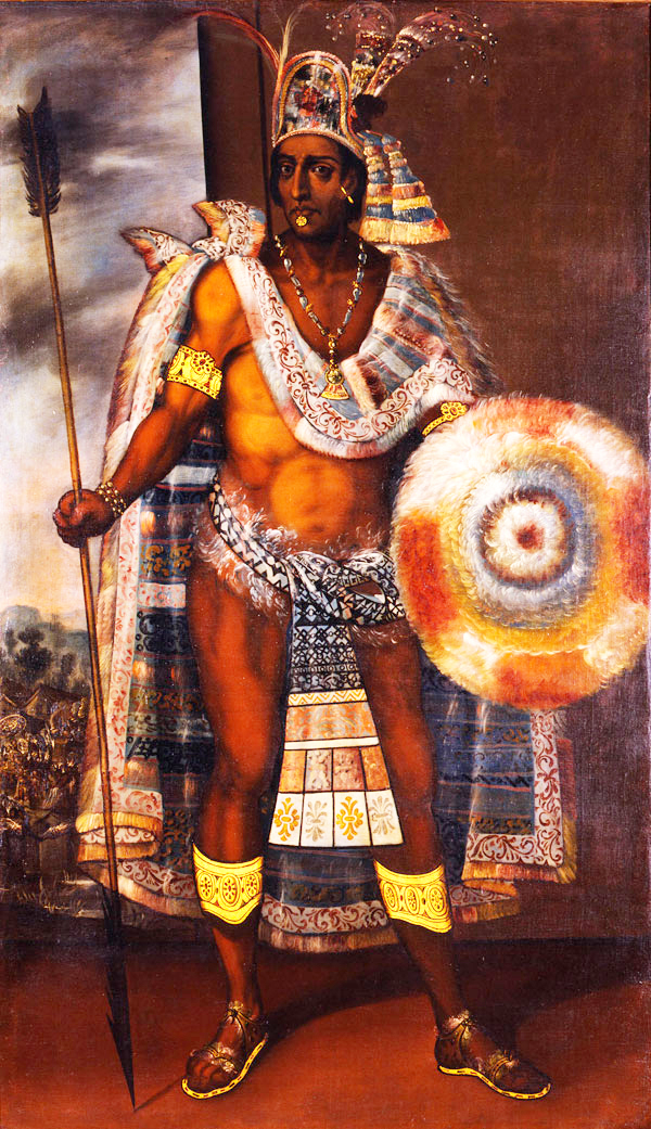 A man holding a spear and shields