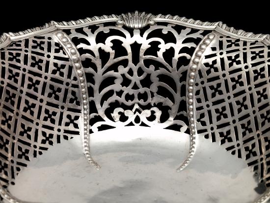 A basket made out of silver