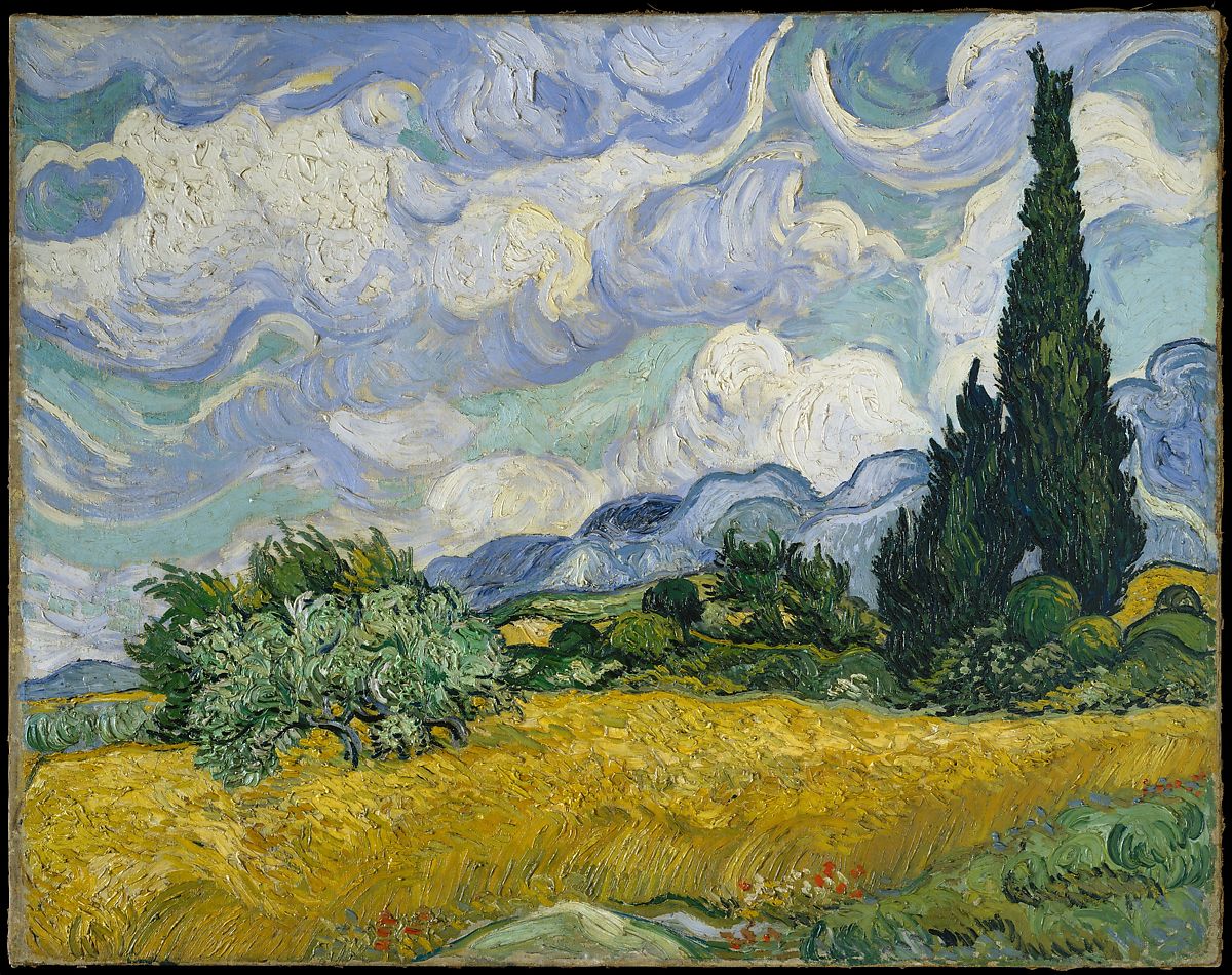 Landscape scene with a tall tree and clouds in the sky