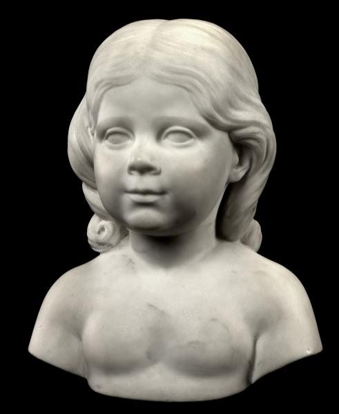 Bust of a young girl carved from marble