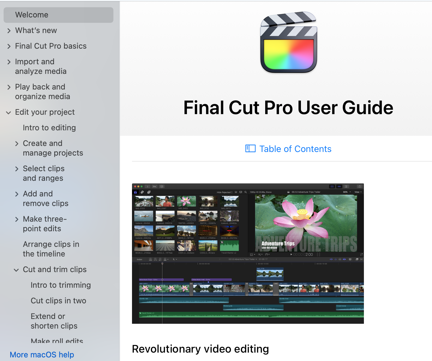 Ayuda y guía de usuario de Apple Final Cut que está disponible en la web.