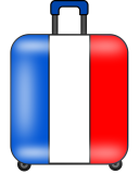 Suitcase with French flag on it