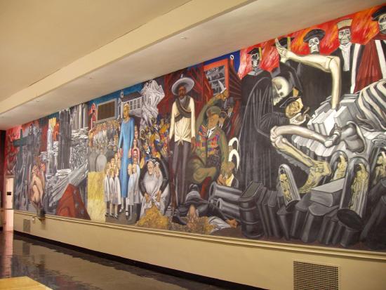 A complex large multicolored mural