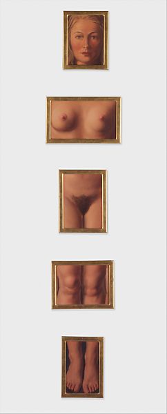 A woman's body cut apart and put into frames