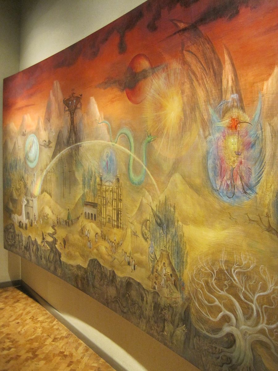 Un mundo mítico de iconografía maya en un mural