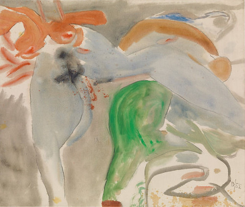 A painting of multiple colors with multiple brush strokes