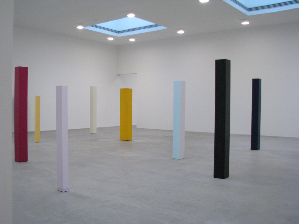 a sculpture of multiple colors in rectangle shapes