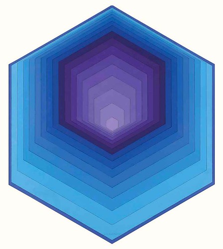 multiple colors of blue in a 6 sided shape