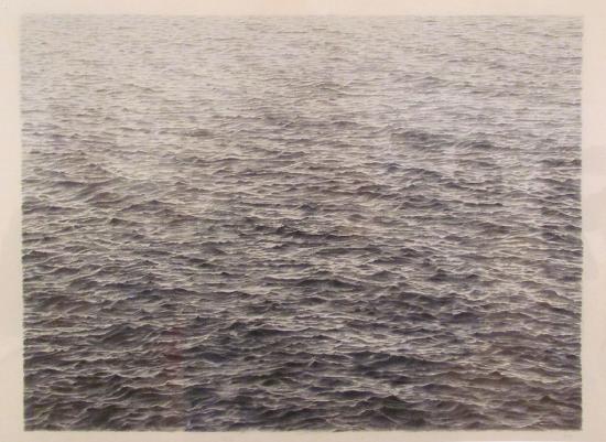 Black and white image of the ocean water