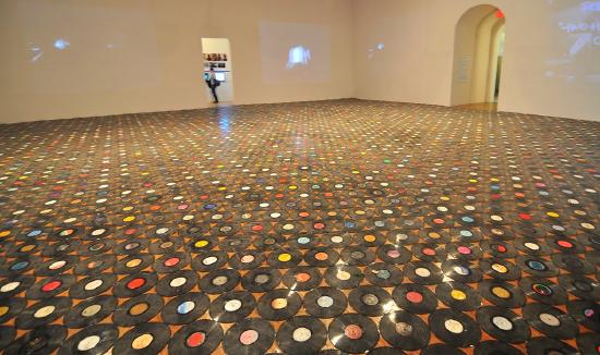 small records glued to the floor