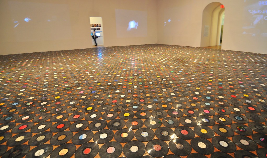 small records glued to the floor