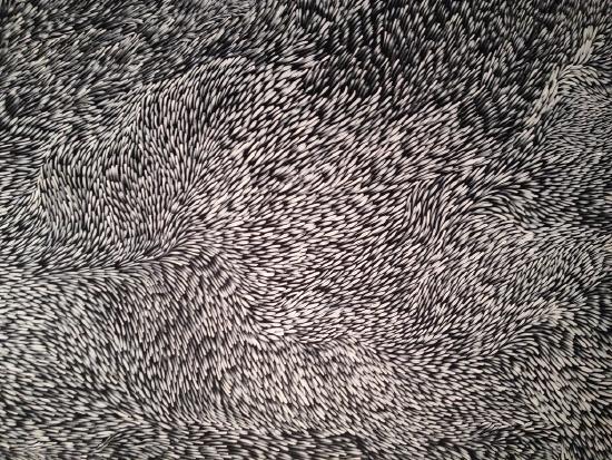 Black and white painting of very small leaves