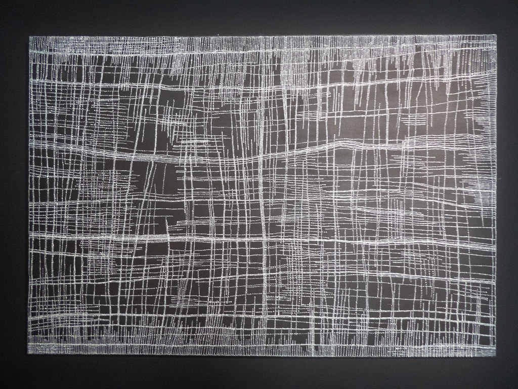 black and white grid painting