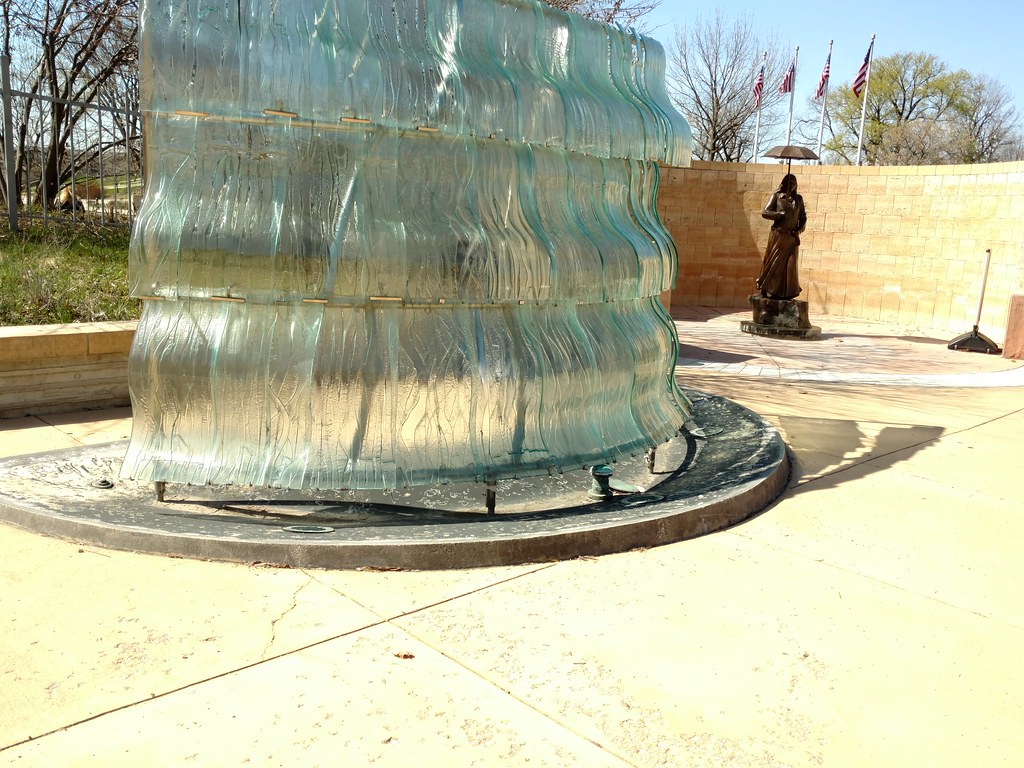 A sculpture of glass panels 