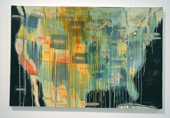 a map of the united states with paint dripping over it