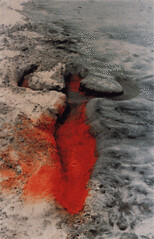 Un contorno de un cuerpo con pintura roja en su interior