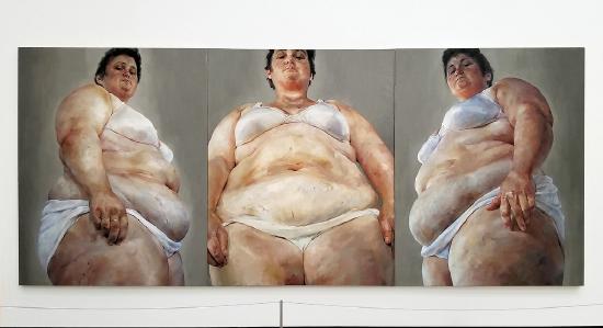 Set of three women wearing white underwear and bras standing in three different poses