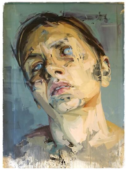 a portrait of a women with blue eyes 
