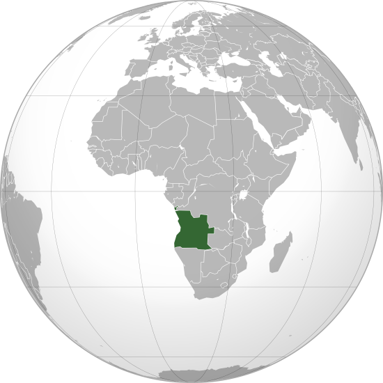 Angola located on a world map