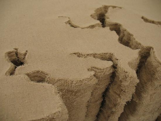 close up of the map showing the woven fabric
