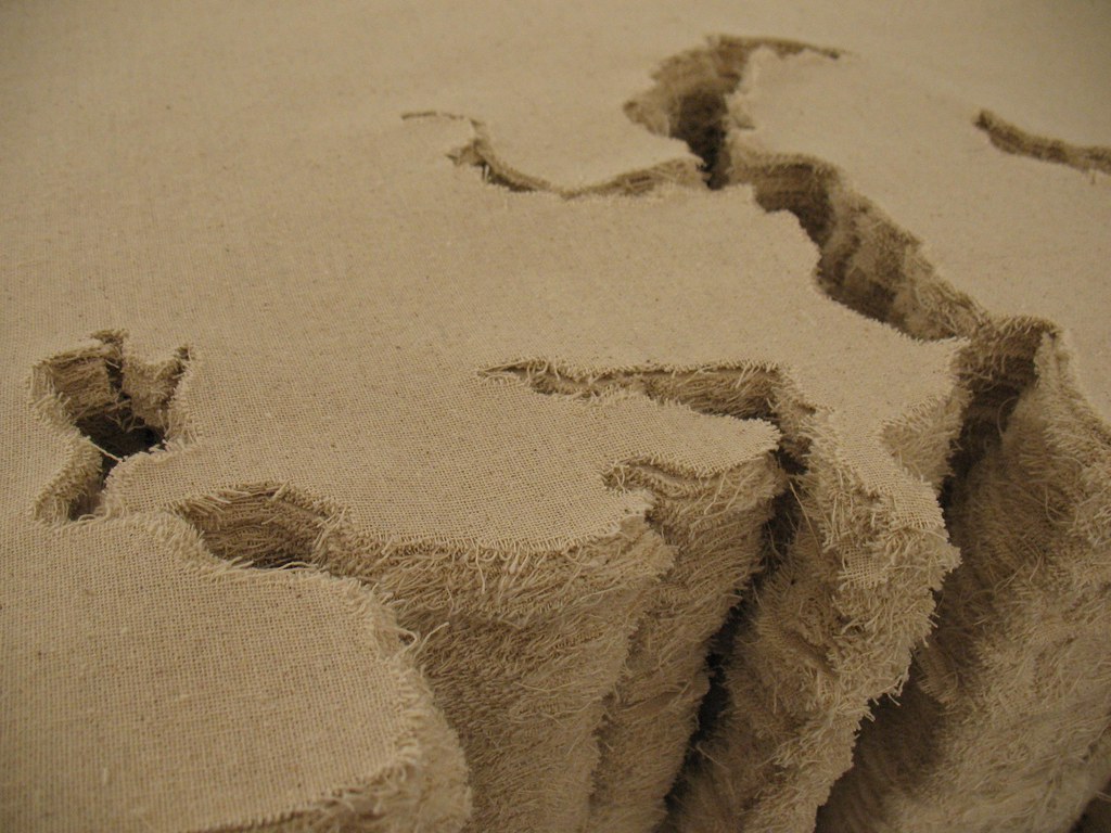 close up of the map showing the woven fabric