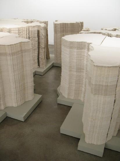 A 3-d map of the world made out of burlap