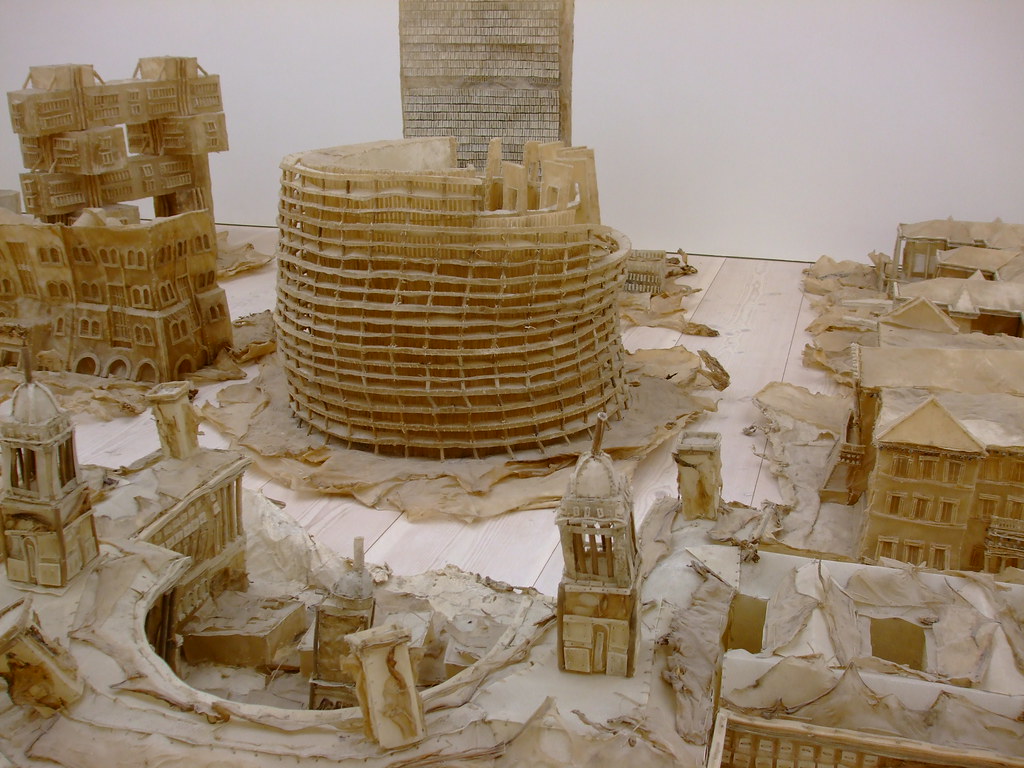 a city scape made from dog chews
