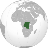 Democratic Republic of the Congo located on a map of Africa
