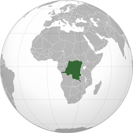 Democratic Republic of the Congo located on a map of Africa