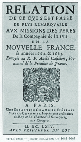 تظهر نسخة فرنسية من القرن السابع عشر للعلاقات اليسوعية.