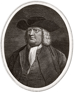 Um retrato de William Penn é mostrado.