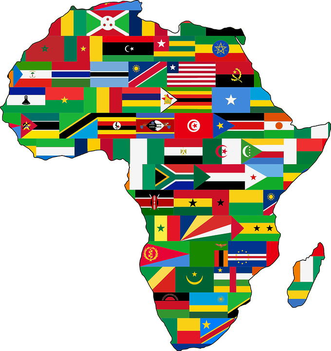 Map of Africa made out of flags of African countries