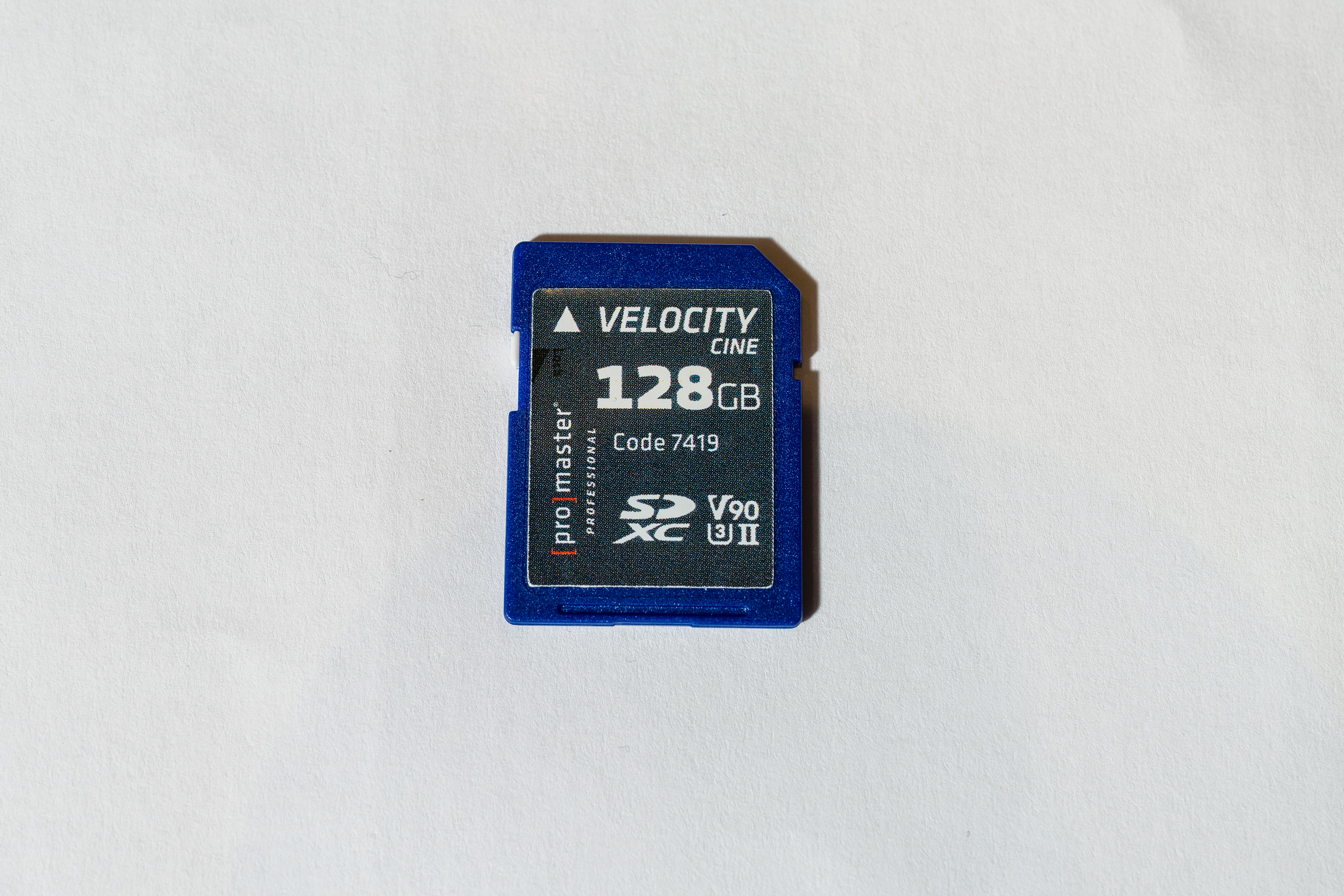A blue SD card.