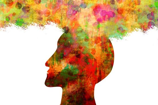 Colorful silhouette of a man's head