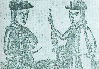 وهناك نقش خشبي يصور دانيال شايز وجو شاتوك، وكلاهما يرتديان الزي الرسمي لضباط الجيش القاري. كلاهما يحمل السيوف والآخر يحمل العلم الأمريكي.