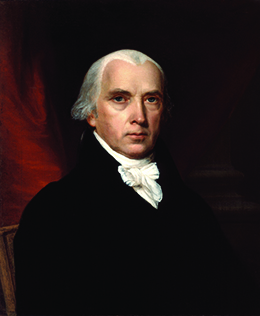 A portrait of James Madison is shown.