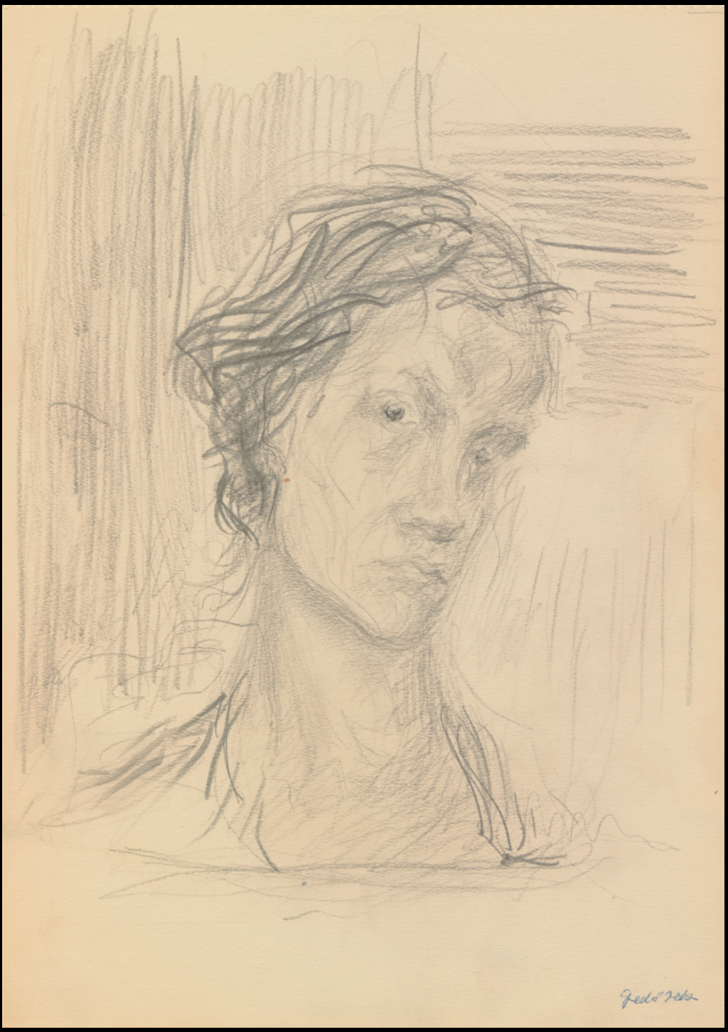 Ilka Gedö, Self-portrait, 1944. Graphite on paper, 11⅝ × 8⅜". British Museum, London, England. Licenced by Gateways to Art: Understanding the Visual Arts, Third Edition. Copyright © 2015 Thames & Hudson