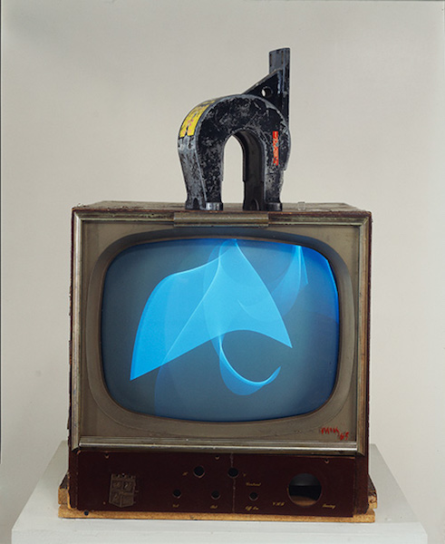 Nam June Paik, Magnet TV, 1965, modified black-and-white television set and magnet (Whitney Museum of American Art) © Nam June Paik Estate
