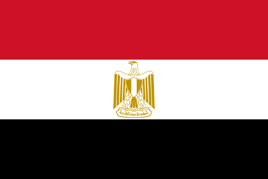 Flag of Egypt black, white and red with golden eagle.