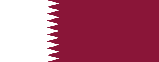 Flag of Qatar maroon and white with zigzag patterns.