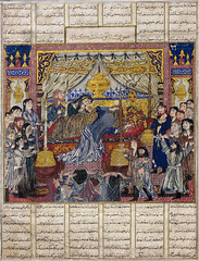 El bier de Iskandar (Alejandro Magno), folio del Gran Mongol Shahnama