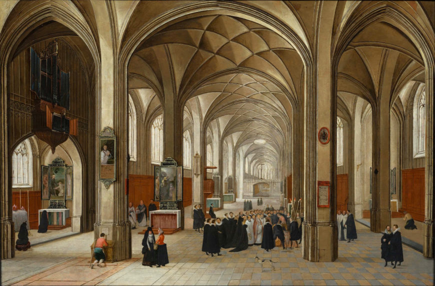 Pieter Neef, Interior de una iglesia gótica, 1606, óleo sobre cobre, 38 x 56 cm