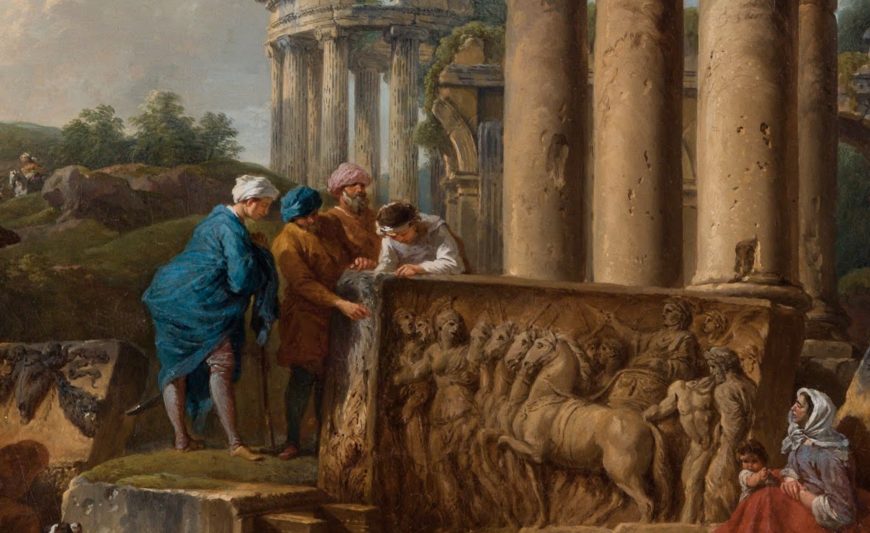Деталь, Джованні Паоло Паніні, Археолог, 1749, полотно, олія, 123 х 91 см (Національна академія Сан-Луки, Рим)