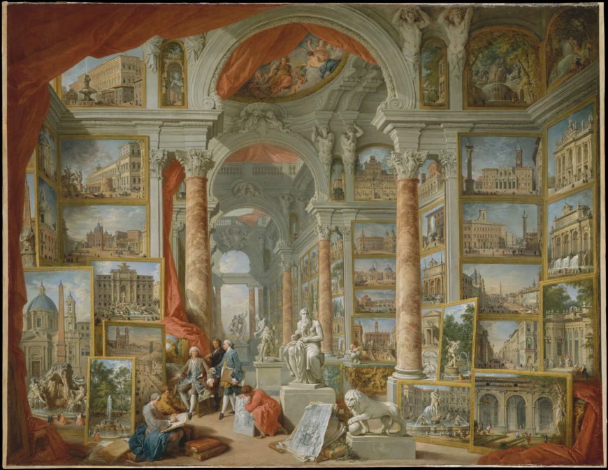Giovanni Paolo Panini, Roma moderna, 1757, óleo sobre lienzo, 172.1 x 233 cm (El Museo Metropolitano de Arte)