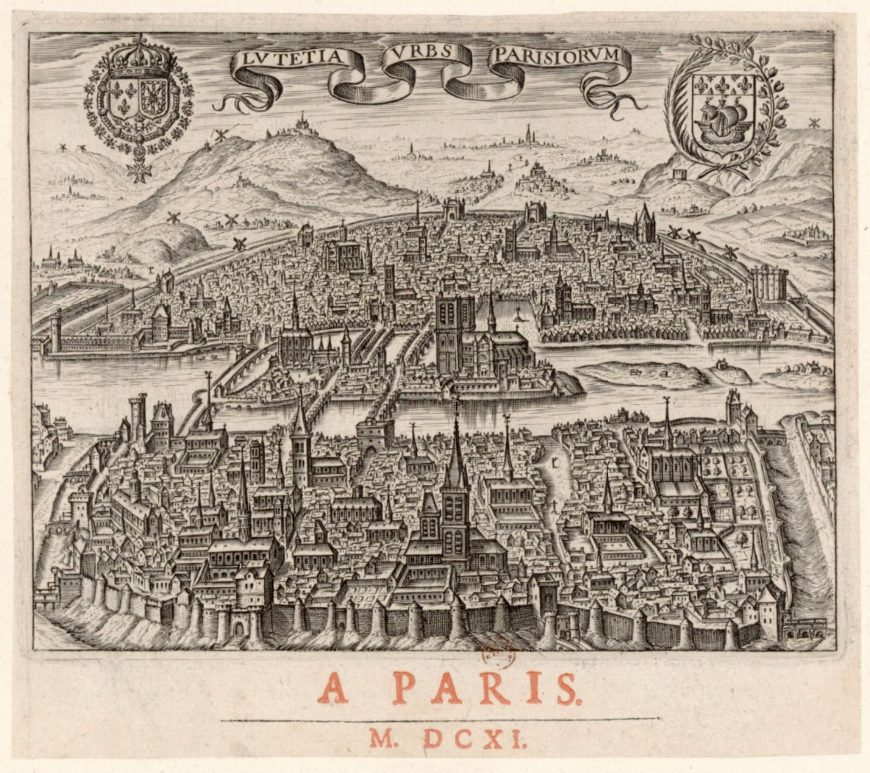 Леонард Готьє, Вид на Париж, 1607, гравюра (Національна бібліотека Франції)
