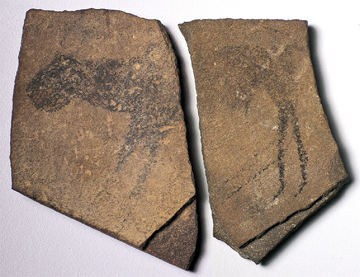 Apolo 11 Cave Stones, Namibia, cuarcita, c. 25,500—25,300 B.C.E. Imagen cortesía del Museo Estatal de Namibia.