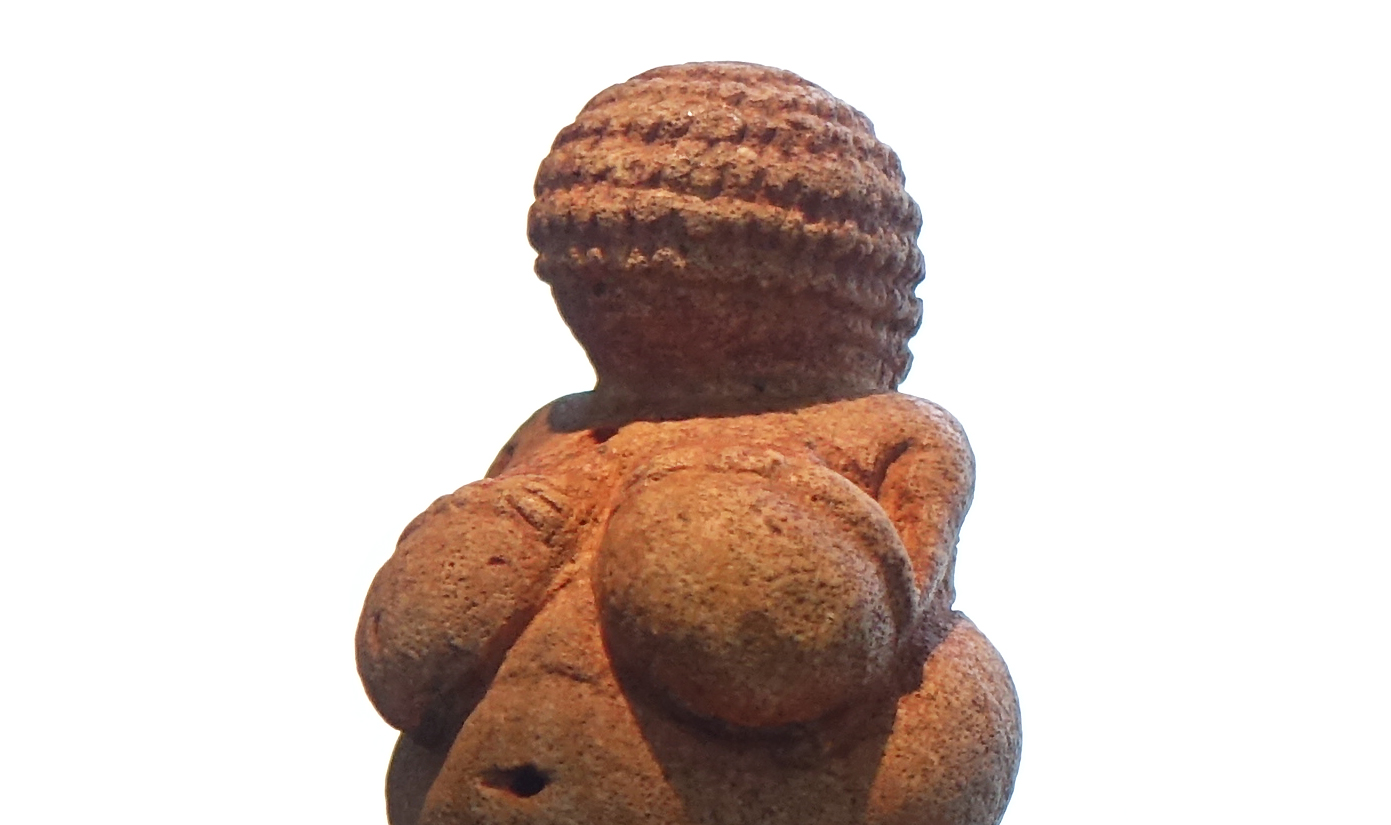 Detalle, Venus de Willendorf, c. 24,000-22,000 B.C.E., piedra caliza 11.1 cm de altura (Museo Naturhistorisches, Viena)